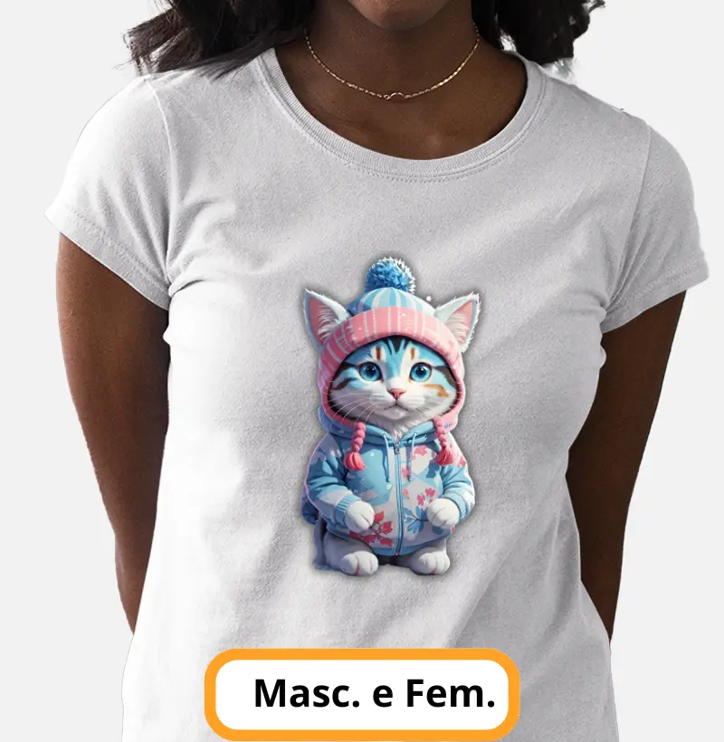 Camiseta - Gata Azul e Rosa