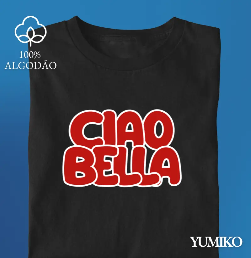 Tshirt em Algodão com Estampa Ciao Bella