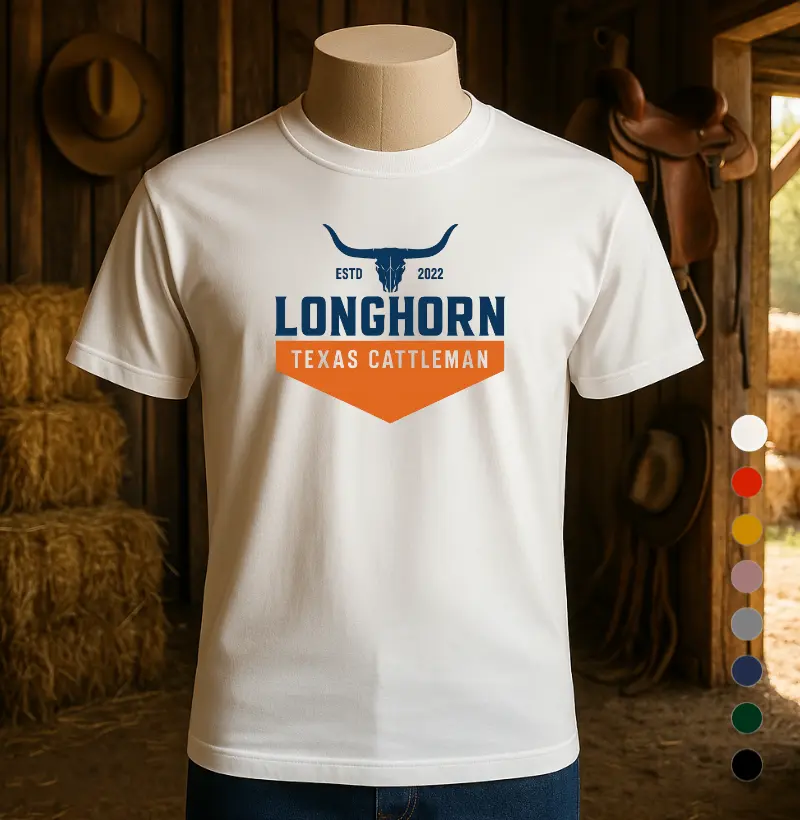 Camiseta Country Masculina Longhorn – Estilo Western Clássico