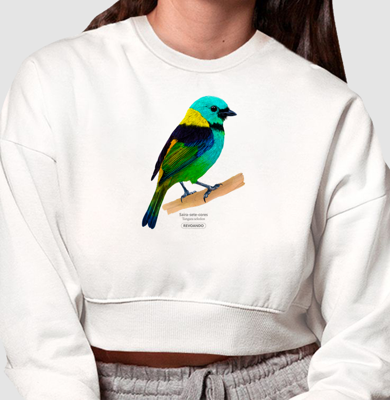 Aves do Brasil- Saíra-sete-cores - Moletom Cropped