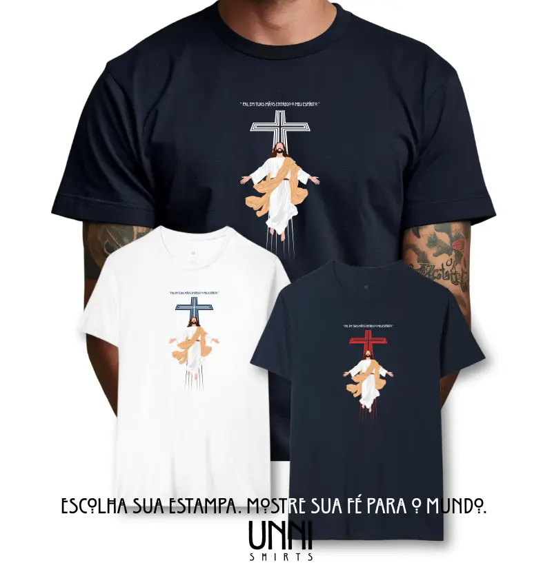 Estampa Jesus Em Tuas Mãos Entrego Preta Masc.
