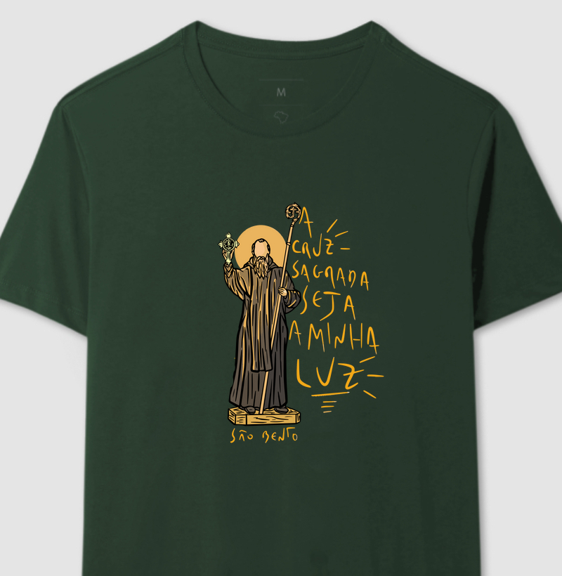 Camiseta São Bento - A Cruz Sagrada Seja Minha Luz