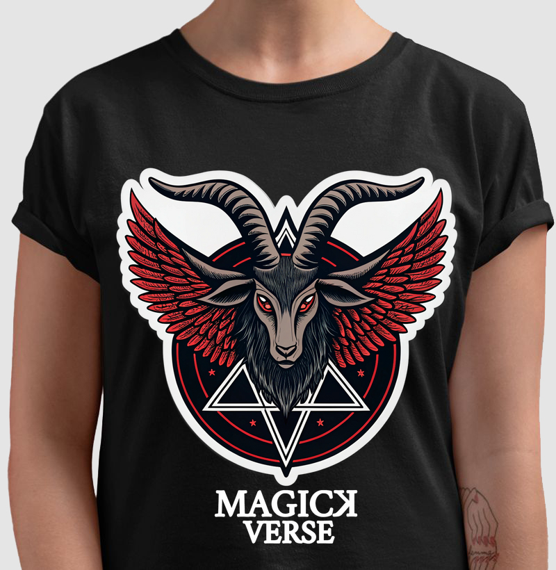 Pentagrama Invertido com Baphomet Alado - Branco