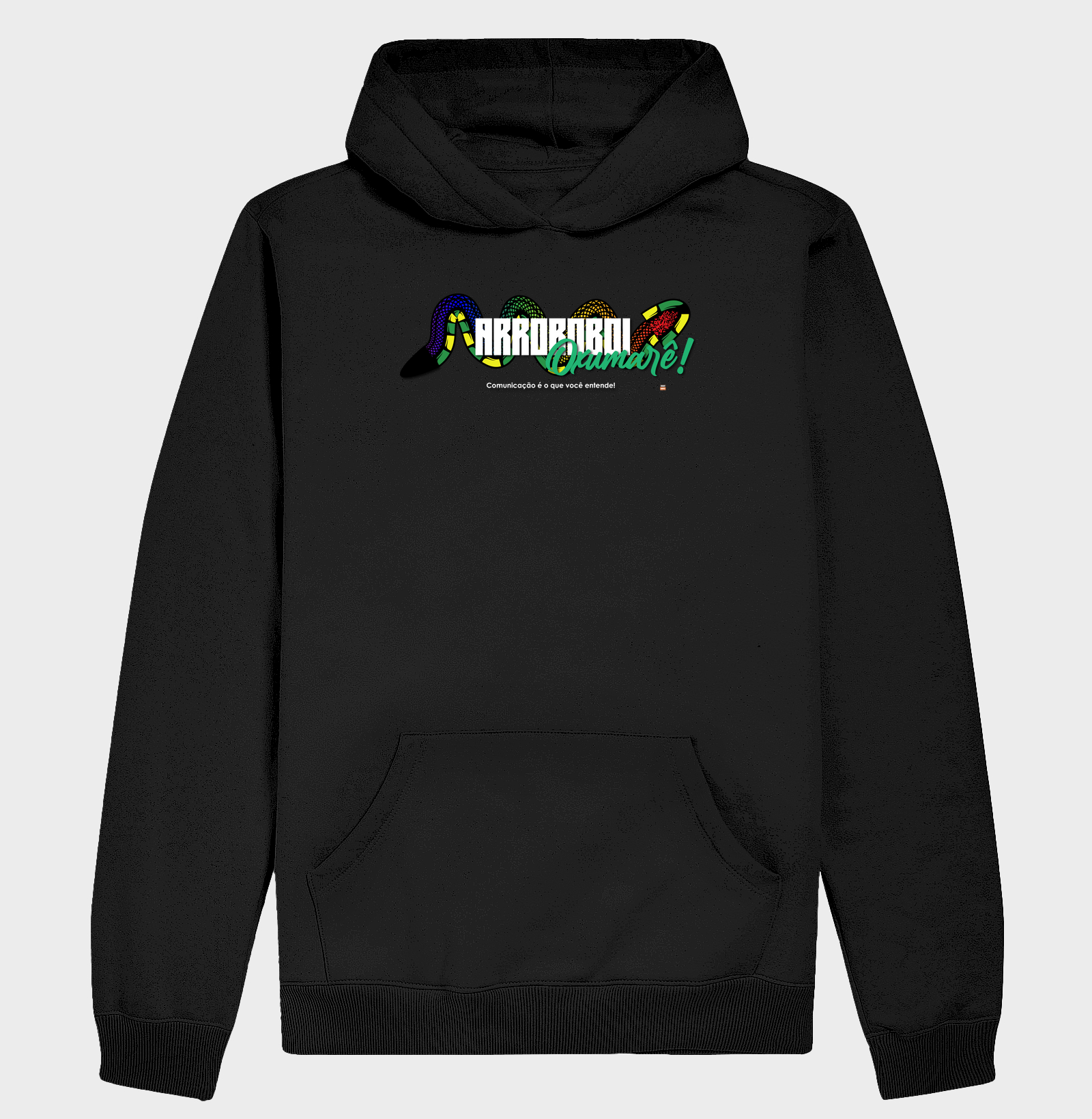 Hoodie Moletom "Arroboboi, Oxumarê" Preta - Oxumarê