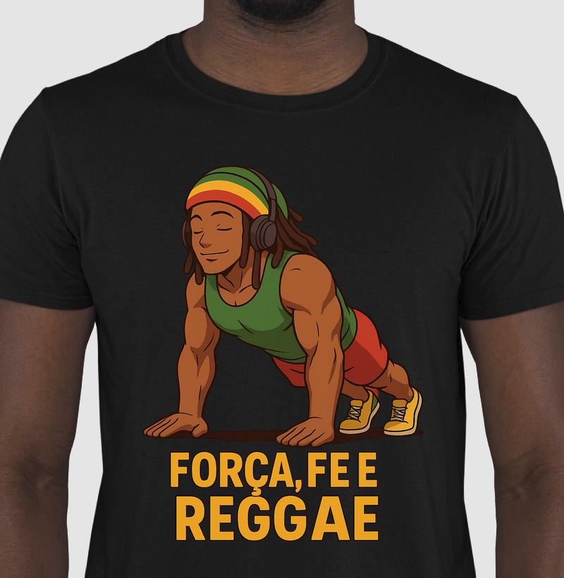 camiseta reggae algodão força, fé e reggae
