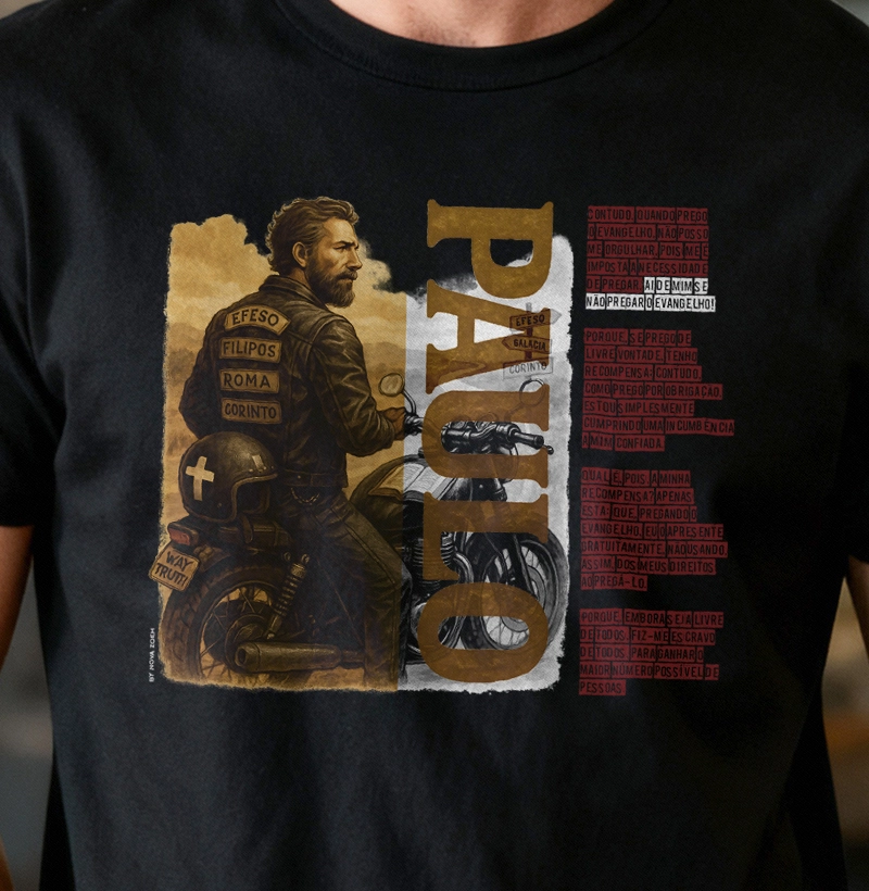 Camiseta Masculina PAULO - Missões em Duas Rodas