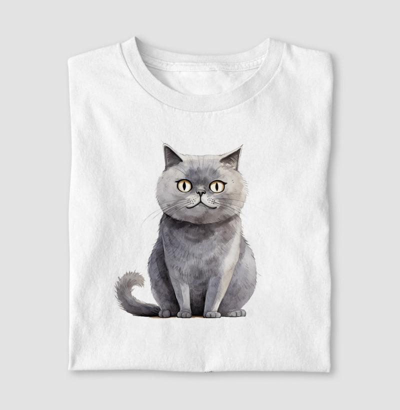 Gato Scottish Straight aquarela