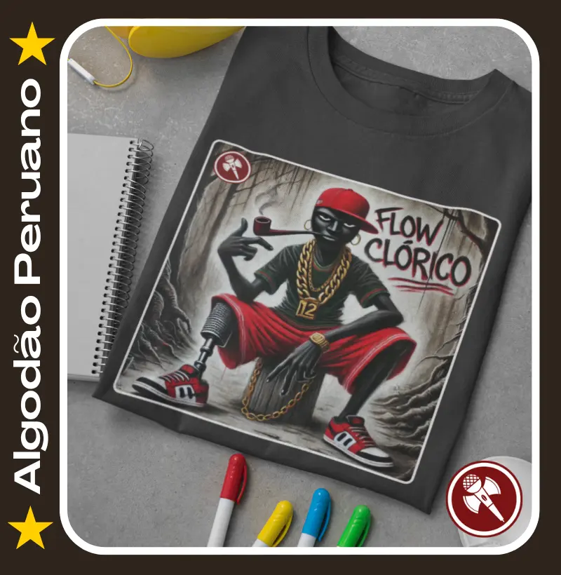Mano Saci - Coleção Flow Clóricos - Camiseta Clássica de Algodão Peruano