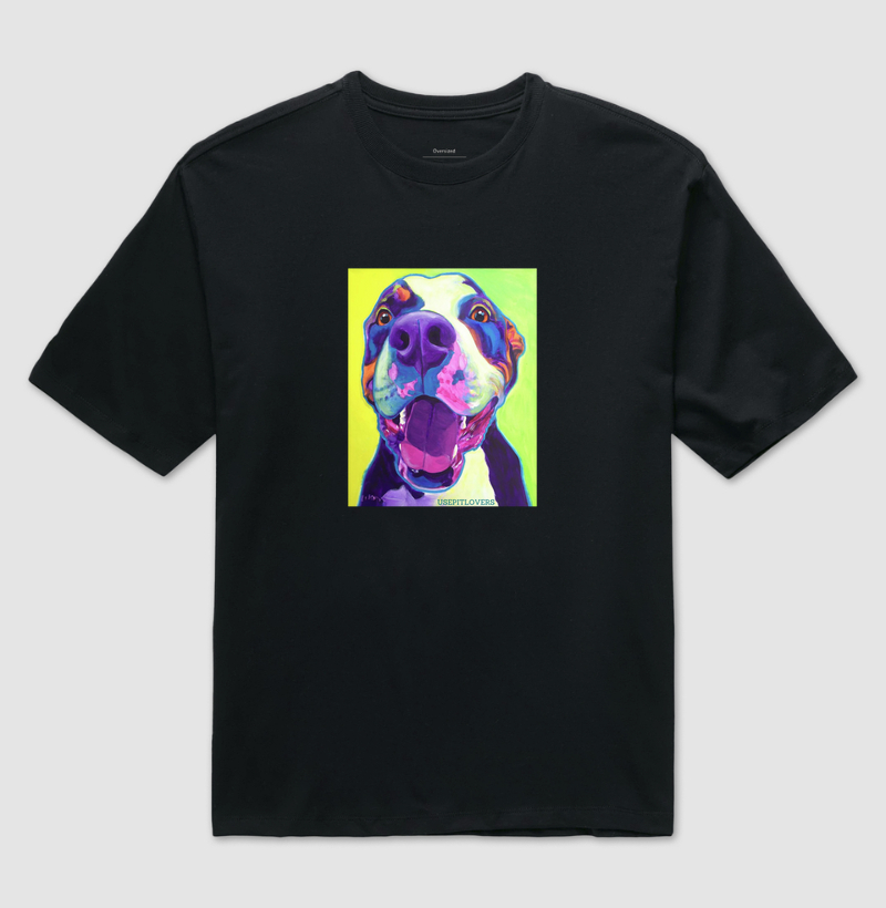 Arte Pit bull fundo verde e amarelo