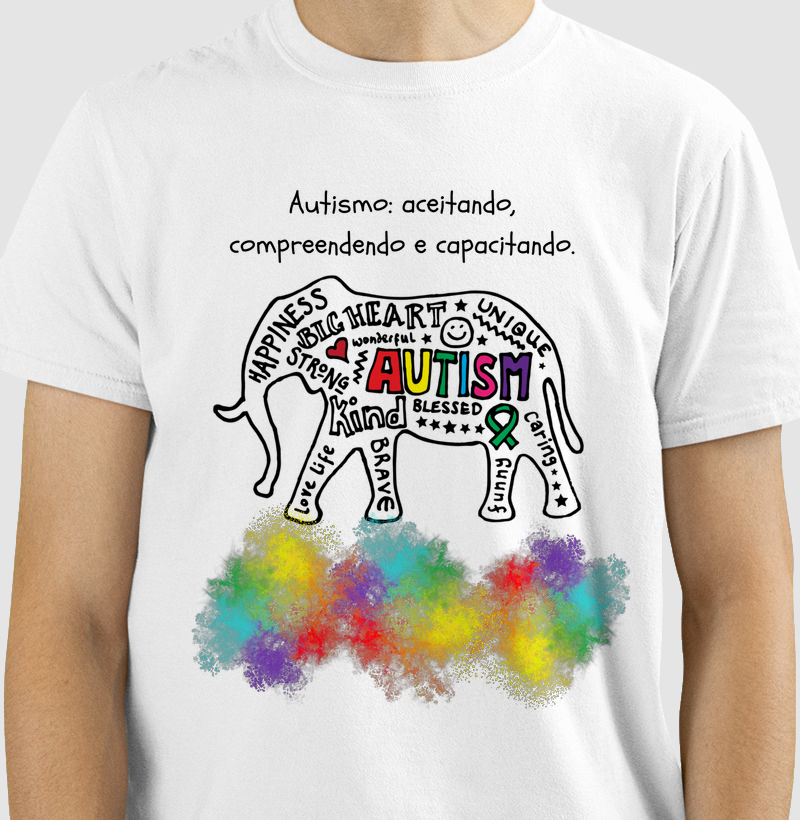 Camiseta-Autismo,Aceitando e compreendendo