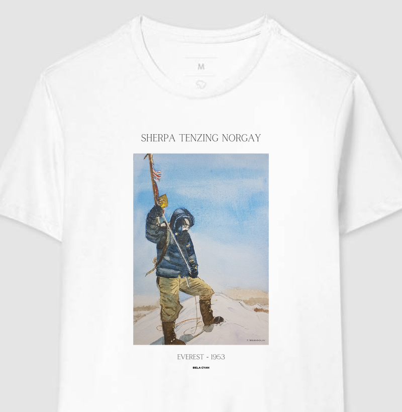 Camiseta Sherpa Norgay - Everest, em Aquarela