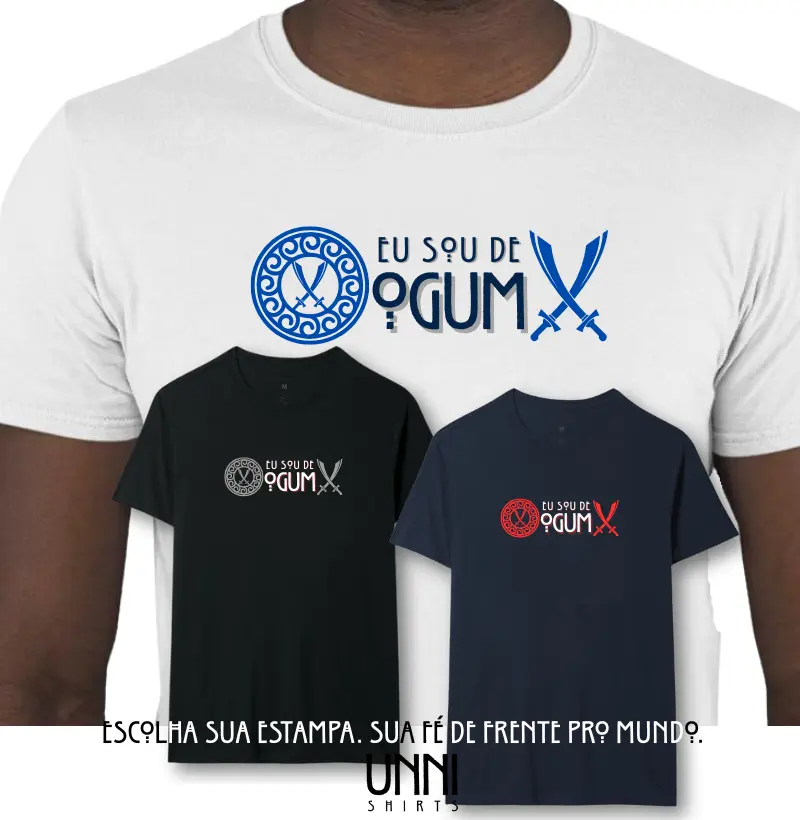 Camiseta Sou de Ogum Sombreada Branca Masc.