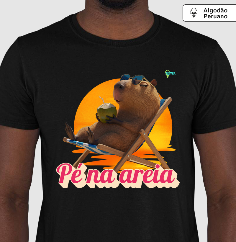 Capivara pé na areia