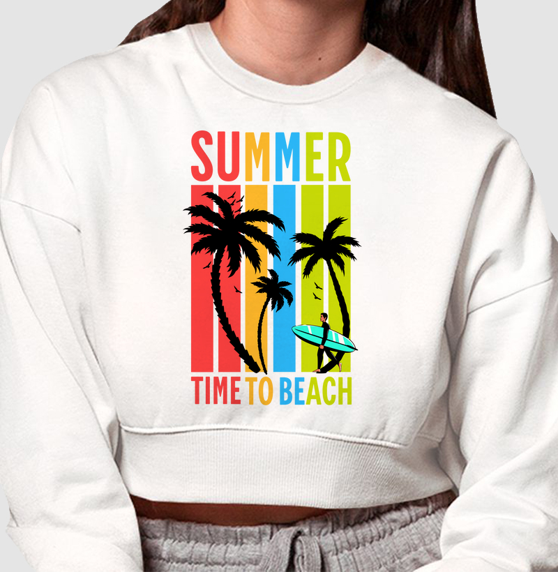 Verão Tropical: Moletom Cropped - Viva o Clima de Praia
