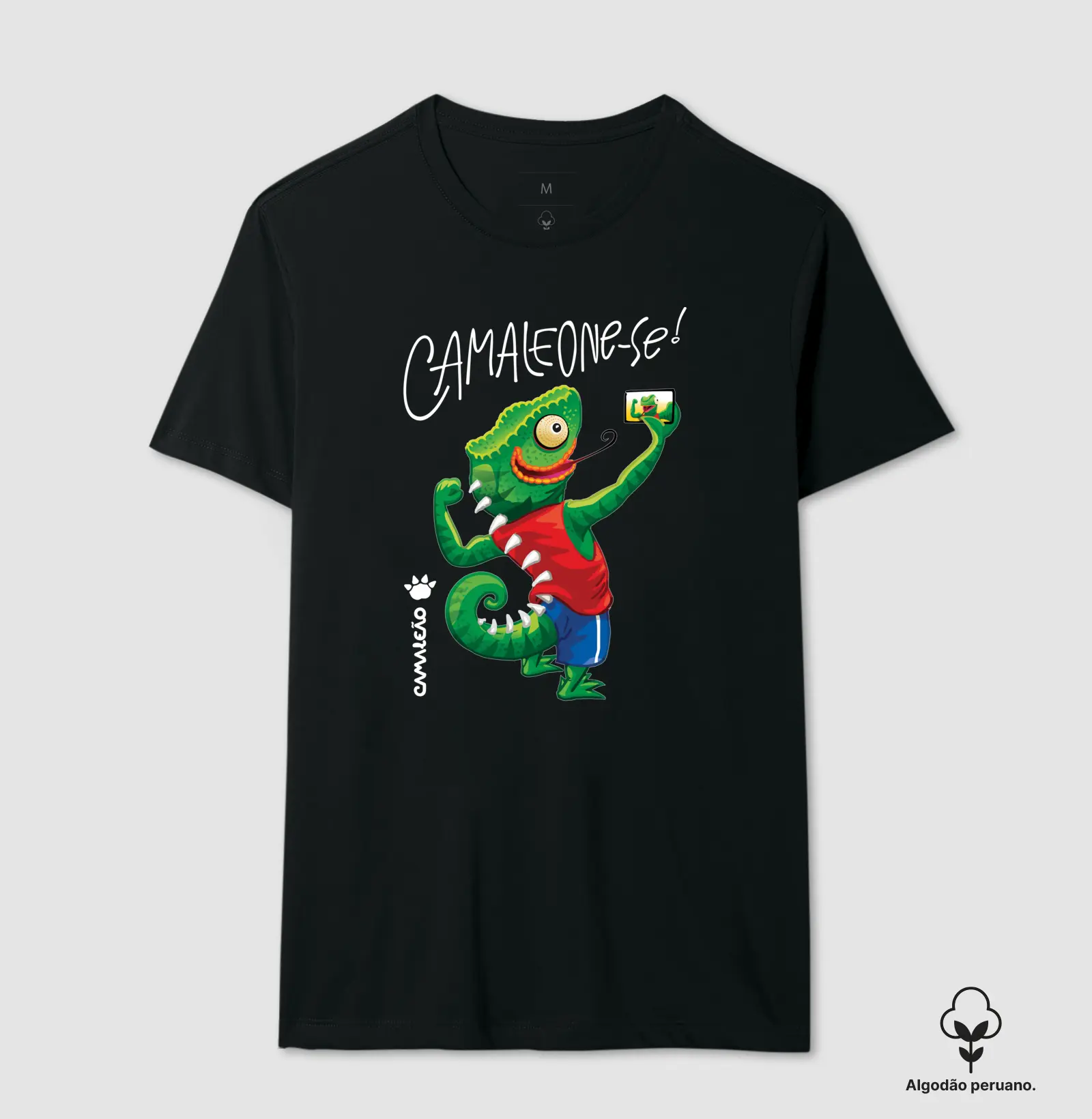 Camiseta Premium Masculina Camaleão - Camaleone-se Selfie