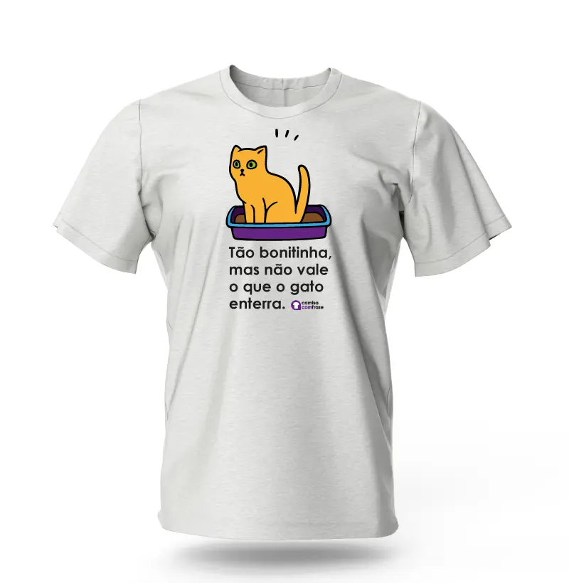 Camisa com Frase - O que o gato enterra