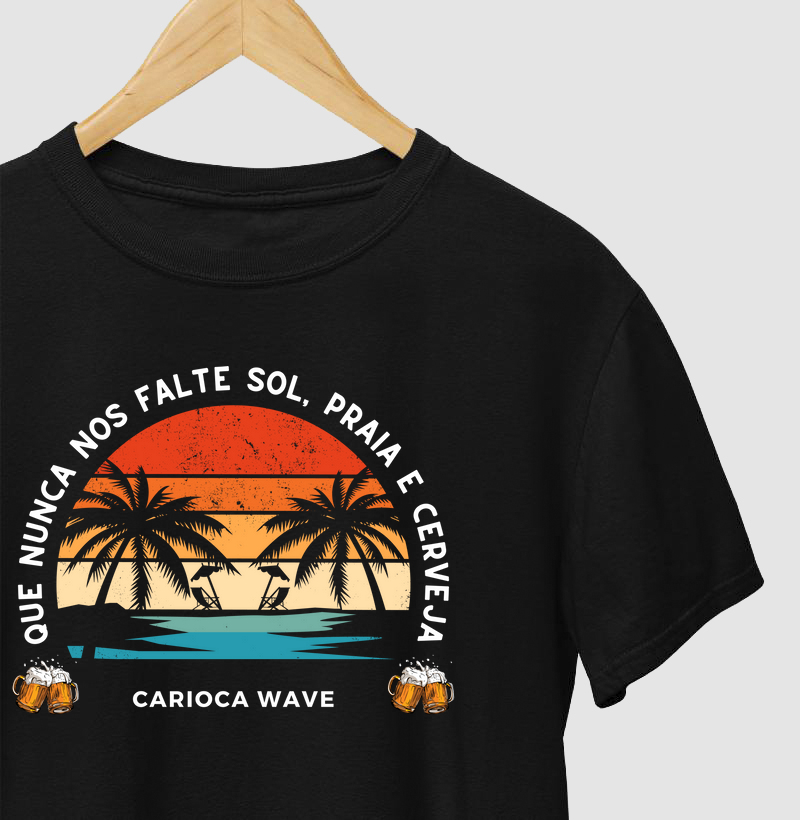 Camiseta Sol, Praia e Cerveja