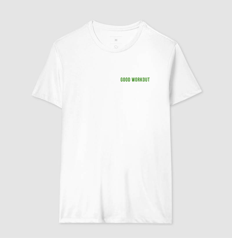 T-shirt Good Workout Branca Logo Pequena Verde