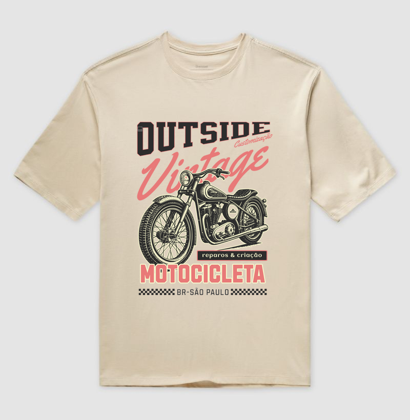  Camiseta Oversized - Vintage Motocicleta