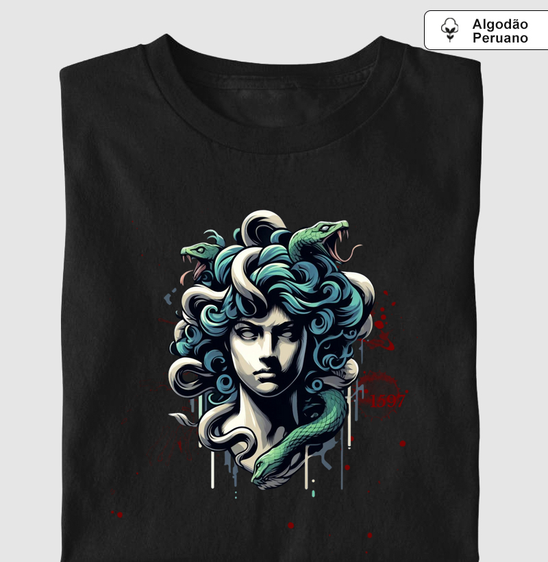 Camiseta Algodão Peruano Olhar de Medusa