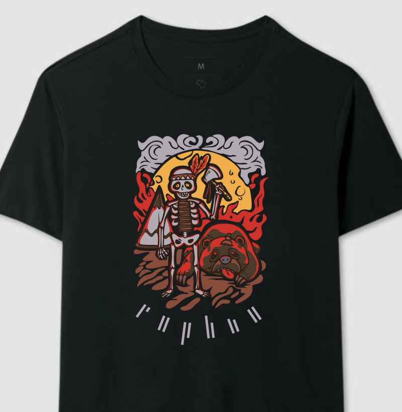 Caveira indígena caçando urso