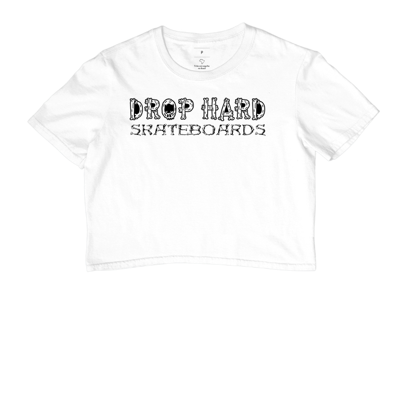Camiseta cropped basica drop hard escrita ossos