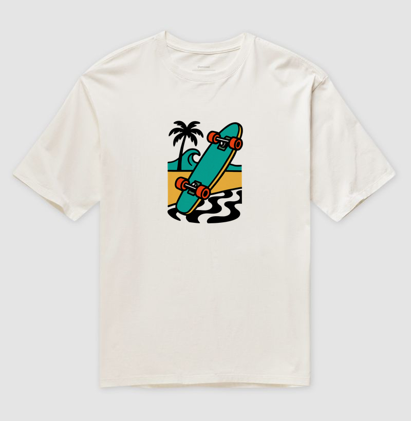 Camiseta Oversized Skate Calçadão — Praia & Orla | Posto80