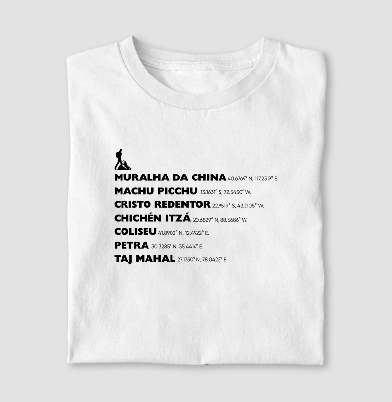 Camiseta Algodão 7 Maravilhas - Altitude e Longitude