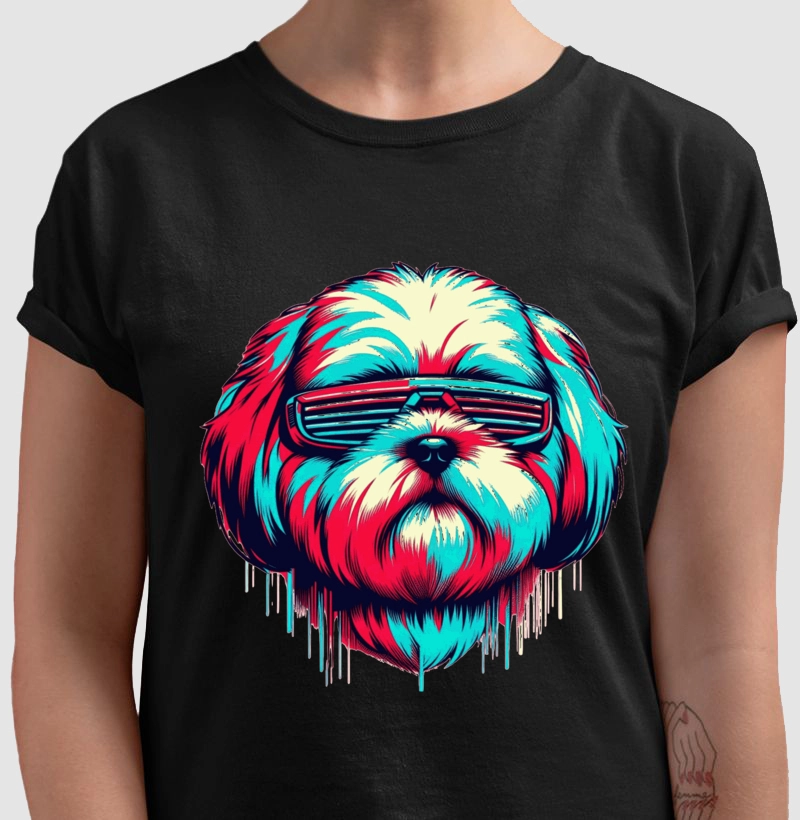 Camiseta Shih Tzu estilo cyberpunk! 