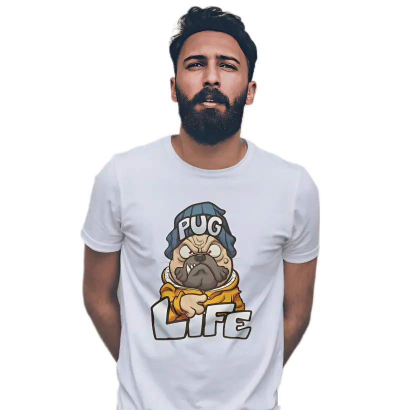 Camiseta Básica Cão Pug Life