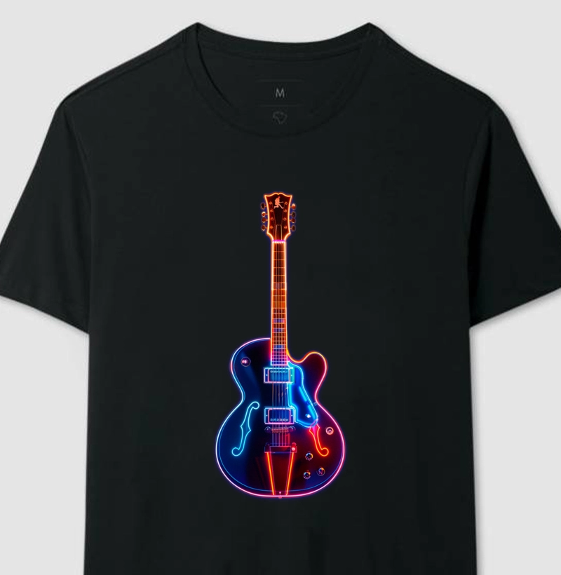 Camiseta Guitarra Neon