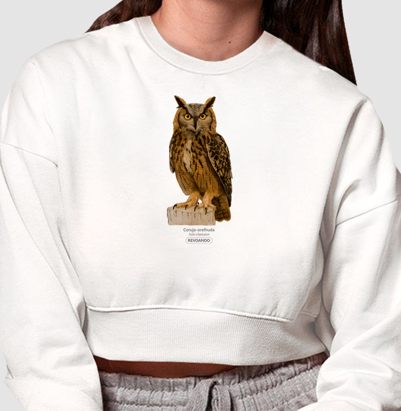 Aves do Brasil - Coruja Orelhuda - Moletom Cropped