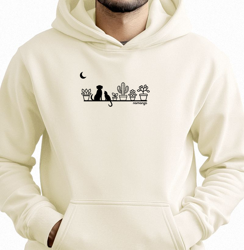 Hoodie Moletom Planta, Bicho e Lua – Encontro de Calmaria e Companhia - Na Manga