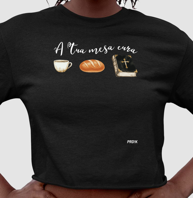 Cropped Algodão com Estampa - A Tua Mesa Cura