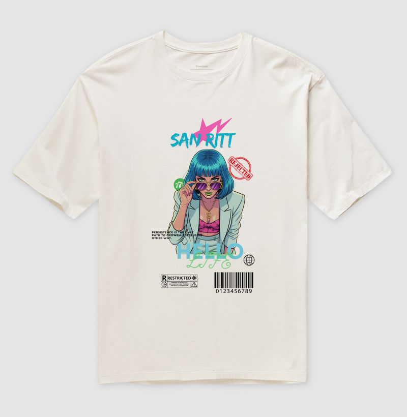 Camiseta Oversized S★R HELLO LIFE