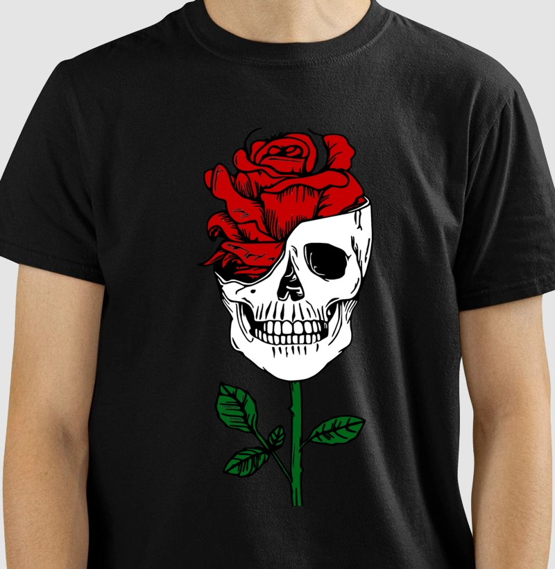 Caveira rosa e caule 