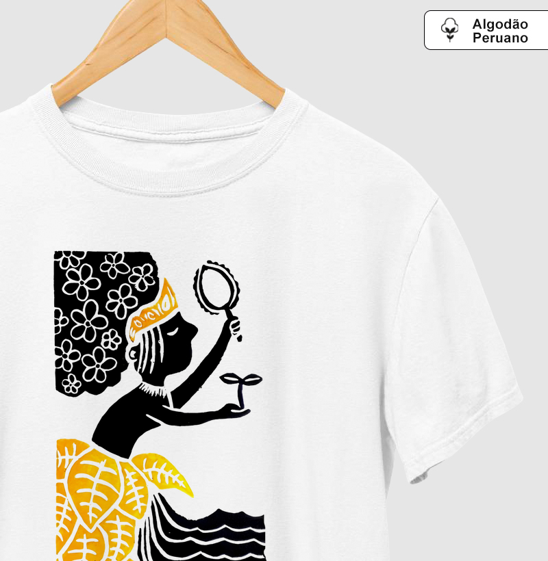 Camiseta Orixá Oxum Senhora das Águas Doces | Xilogravura do Benedito