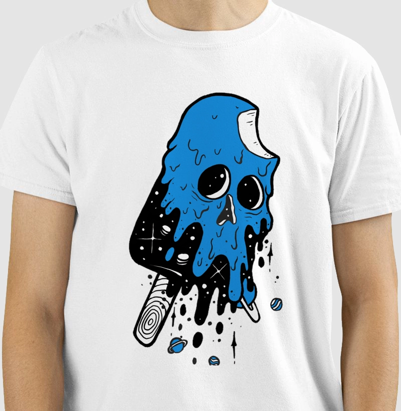 Outer space popsicle melting blue