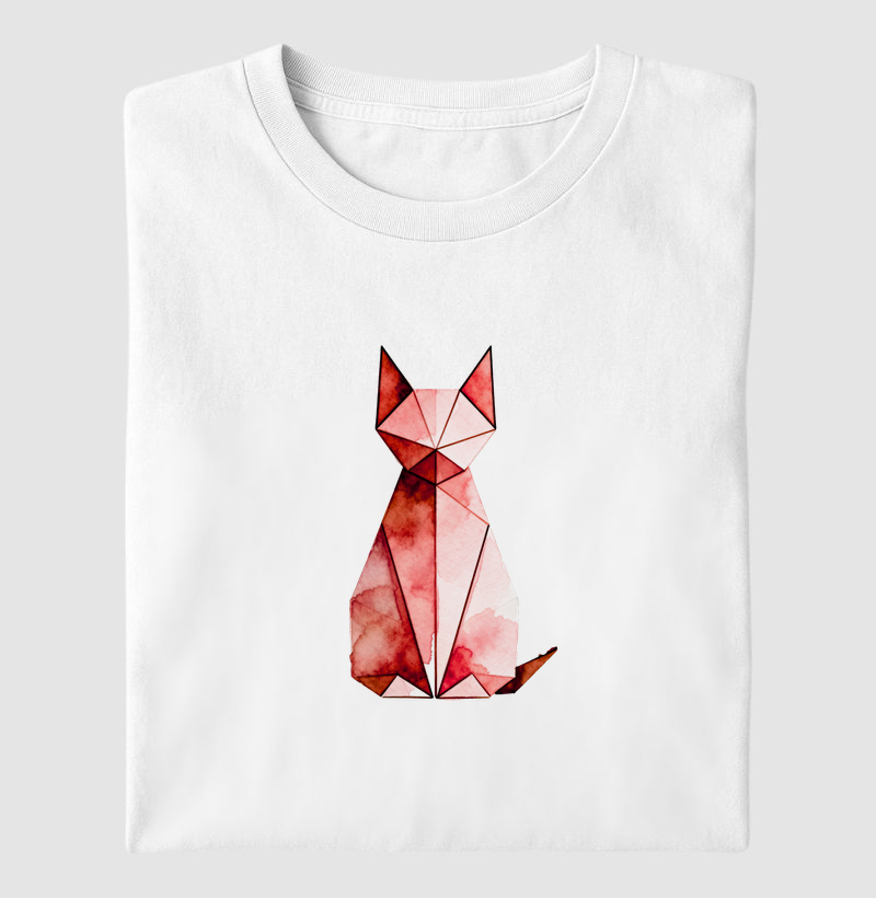 Origami Cat Aquarela Vermelho