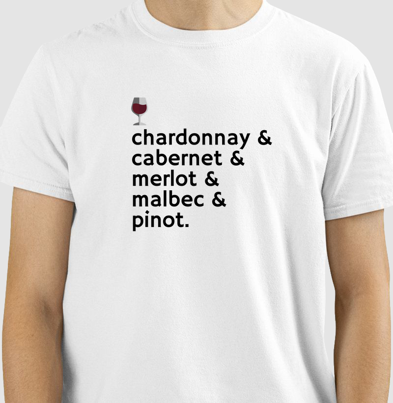 Camiseta tipos vinho