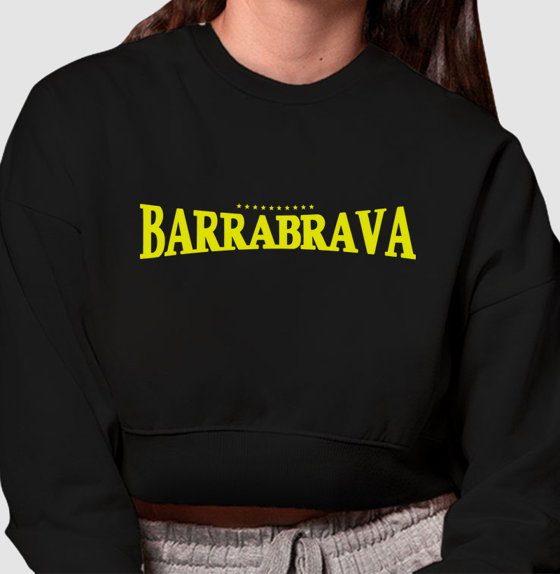Cropped Moletom Barra Brava - Branco e Preto