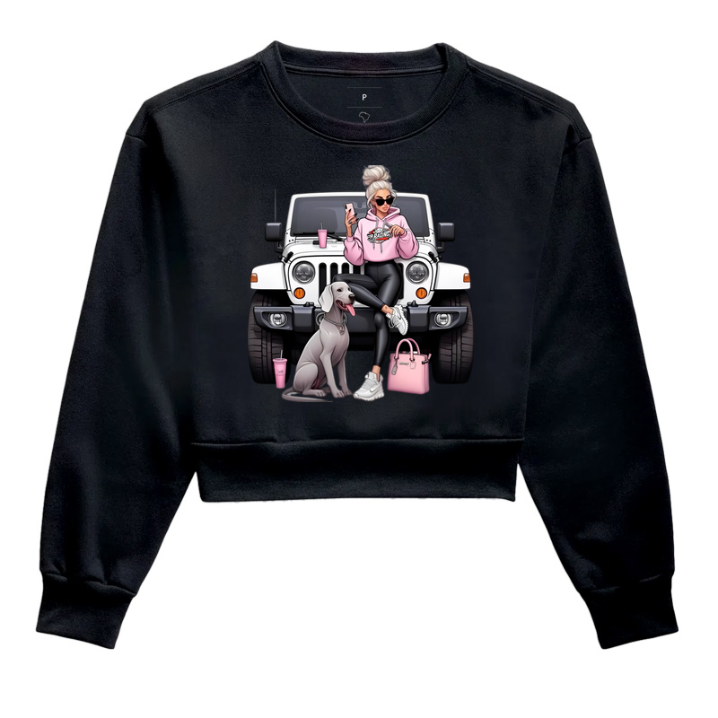Cropped Moletom - Mulher, Cachorro e 4X4