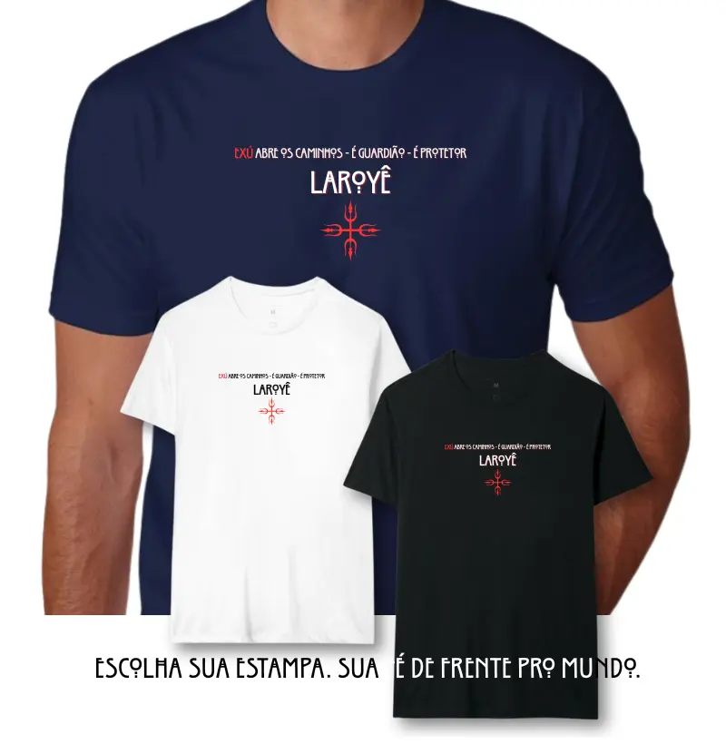 Camiseta Exú Abre os caminhos Sombreada Azul Marinho Masc.