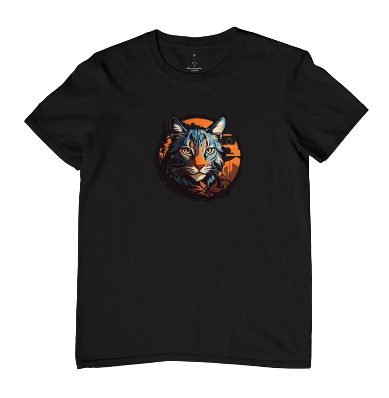 Camiseta gato do mato detalhe em arvores