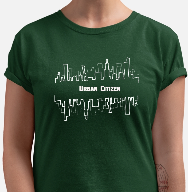 URBAN CITIZEN skyline duplo com linha fina - Camiseta premium masc/fem em puro algodão. Fio Penteado, malha superior. Caimento perfeito!