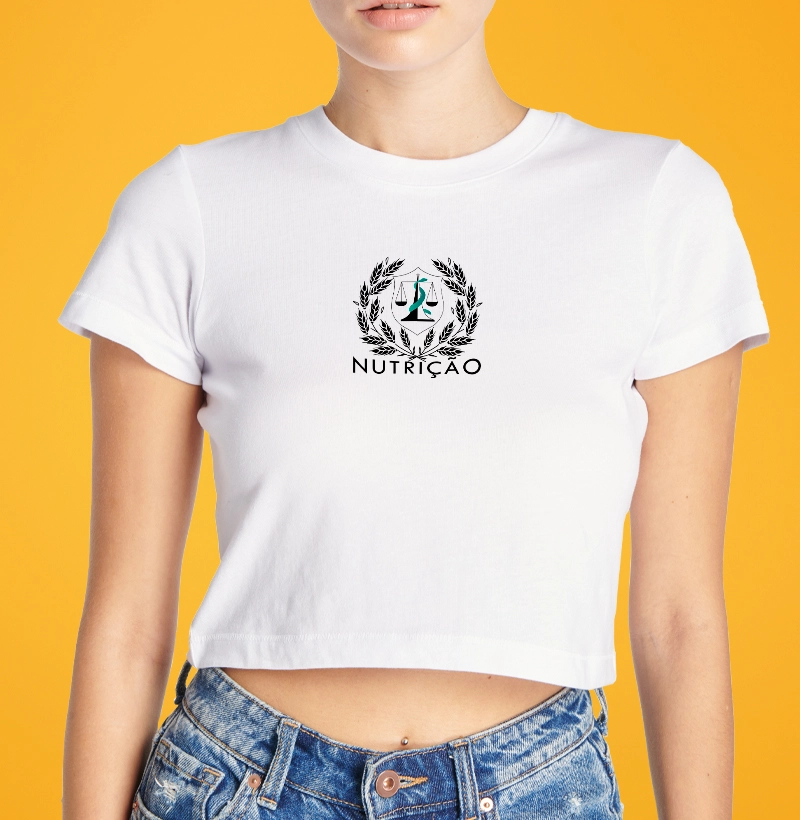 Camiseta Cropped Nutrição símbolo laureado