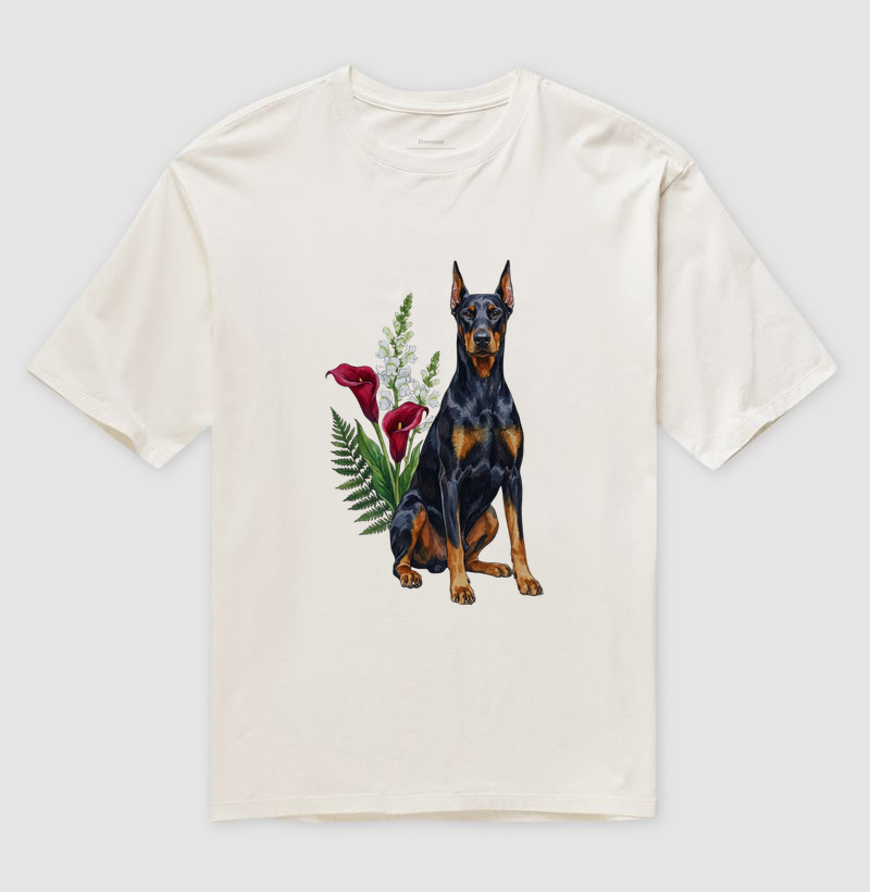 Doberman Floral Elegância