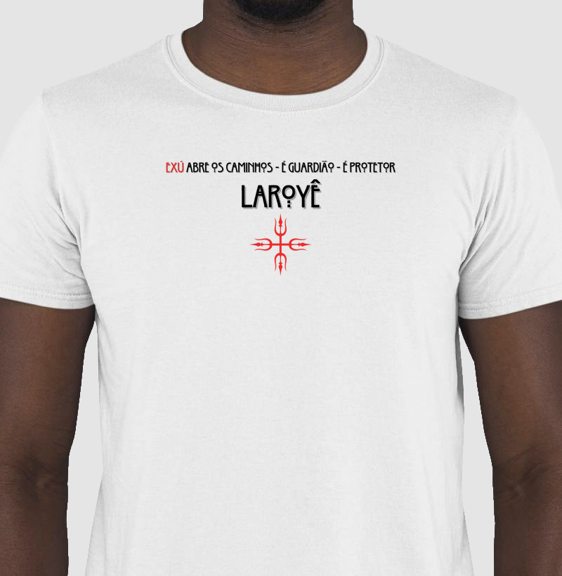 Camiseta Exú Abre os caminhos Sombreada Branca Masc.