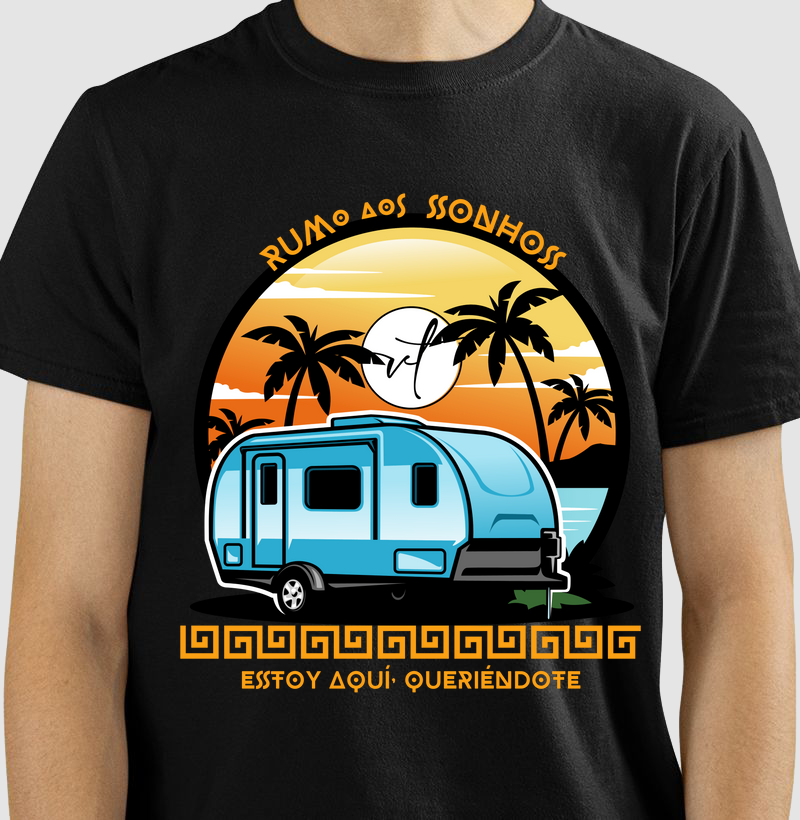 SONHOS.  T-SHIRT Black Rom - Coleção Travel Vitcig