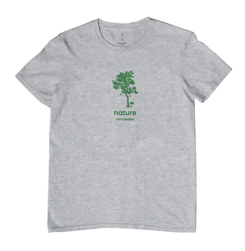 Camiseta Aimobaba Nature masculina cinza mescla